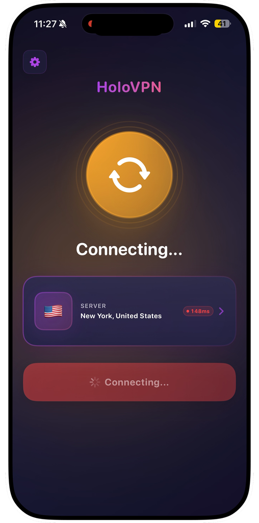 VPN connection screen showing a New York server